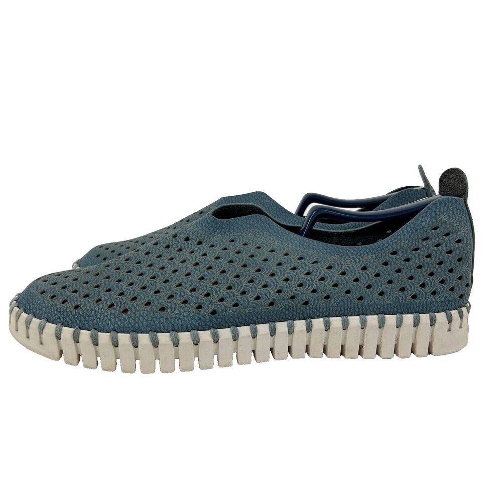 Tulip Shoes Grey Blue ILSE JACOBSEN HORNBÆK Comfort Recycled Laser Cut Sz 41